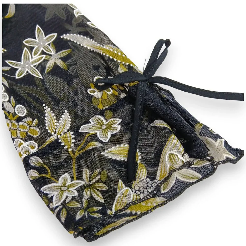 Design Works- Women's Top-Black, Green-White floral- PSMALL-Lined 3/4 Sleeve - Picture 8 of 14